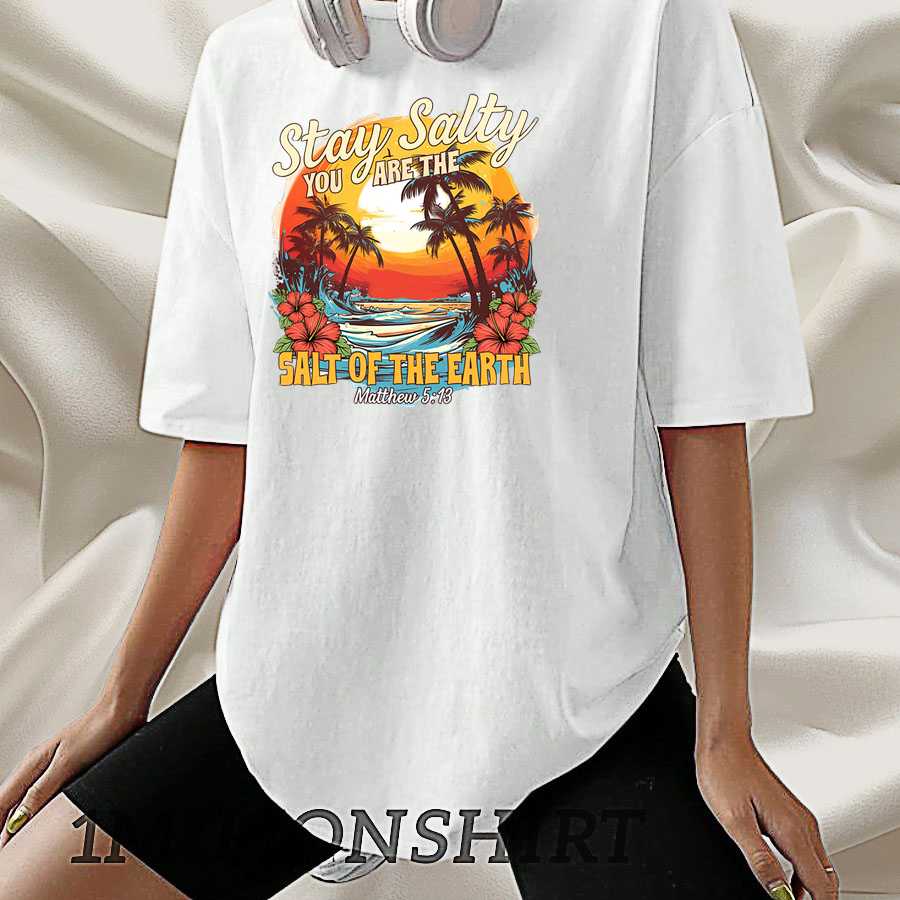 Salty For Jesus T-Shirt Retro Christian Summer Bible Tee